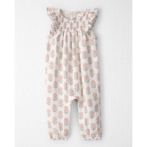 Baby Girl Organic Cotton Gauze Jumpsuit in Rosebud Petal Print - Little Planet | Carter's