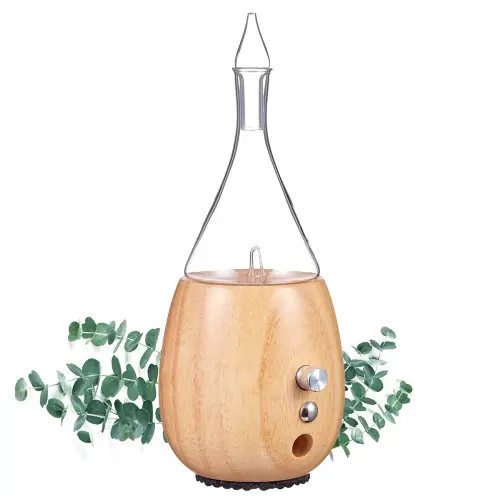 Raindrop 2.0 Nebulizing Diffuser for Essential Oil Aromatherapy Light-Colored Wood Base