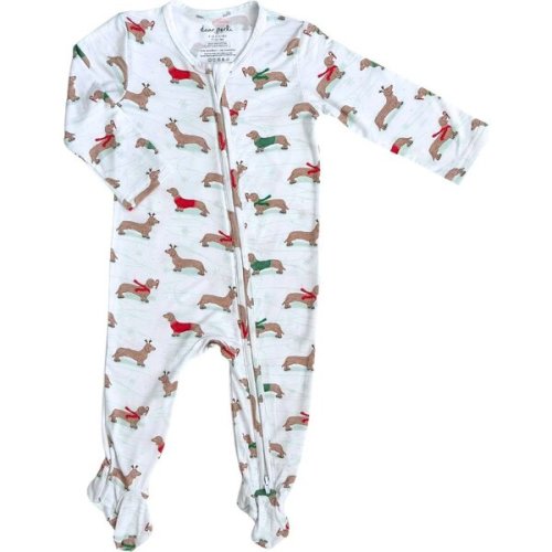 Footie Zippered One Piece, Holiday Dogs Christmas - Dear Perli Sleepwear | Maisonette
