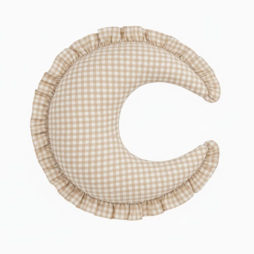 Beige Gingham Ruffle Nursing Pillow Cover