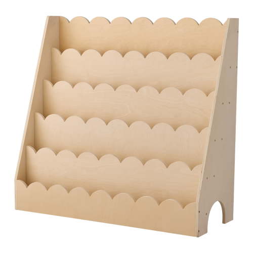 KFFKFF Montessori 5-Tier Kids Bookshelf with Scalloped Design, Front-Facing Toddler Bookcase, Includes Dual Hooks for Backpacks, Ideal for Kids' Rooms, Living Rooms, Entryways, Nurseries