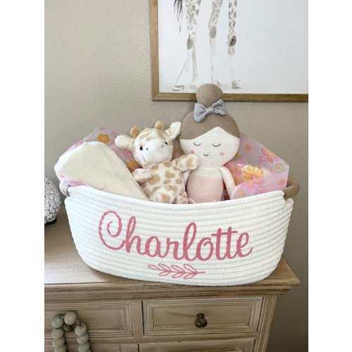 Baby Girl Gift Basket Ivory Cream Baby Shower Personalized Gift Basket Nursery Gift Newborn Gift Baby Girl Gift Best Baby Shower - Etsy