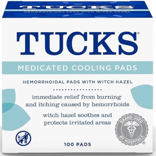 TUCKS Medicated Cooling Pads, 100 Count – Pads with Witch Hazel, Cleanses Sensitive Areas, Protects from Irritation, Hemorrhoid Treatment, Medicated Pads Used By Hospitals