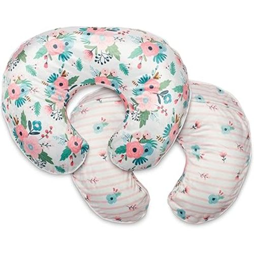 Boppy Cozy Nursing Pillow Cover, Pink Floral Duet, Minky Fabric in a Fashionable Two-Sided Design, Fits All Boppy Nursing Pillows and Positioners