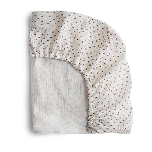mushie Extra Soft Muslin Fitted Crib Sheet | 192 Thread Count | 28"x 52" (Bloom)