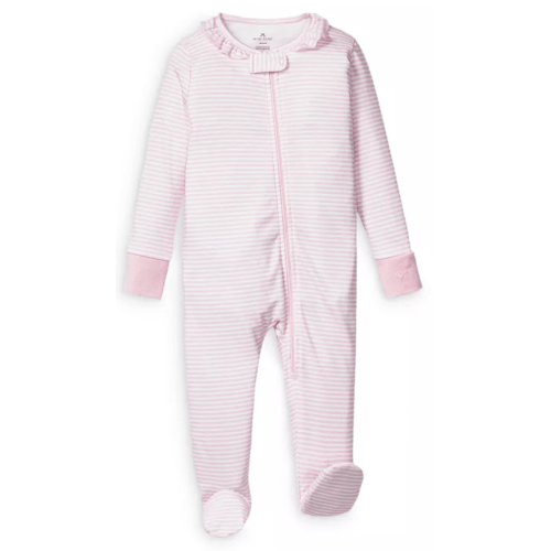 Petite Plume Girls' Pima Cotton Striped Footie 6-9M