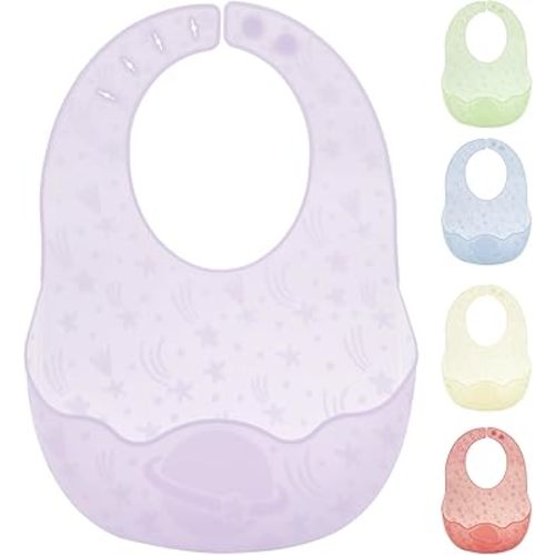Adjustable Silicone Bib for Babies Easy-Clean Baby Bibs with Food Catcher Soft & Lightweight with Travel Case