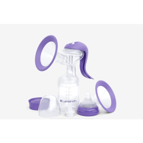 Lansinoh Manual Breast Pump, Hand Pump with Comfortable Flange, Includes 5oz Baby Bottle with Slow Flow Nipple, Breastfeeding Essentials
