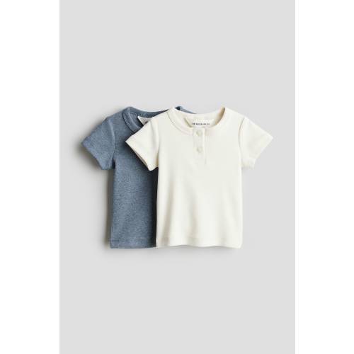 2-pack Ribbed Cotton Henley Shirts