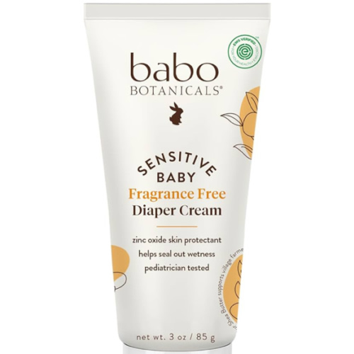 Babo Botanicals Sensitive Baby Fragrance-Free Diaper Cream - 25% Natural Zinc Oxide - Calendula, Shea & Cocoa Butter - EWG Verified - Vegan- from Birth on - 1 or 2 Pack Tube - 6oz Jar
