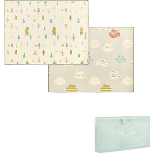 Play Time Reversible Baby Playmat, Foldable Extra Large Thick Foam Crawling Playmats for Toddlers, Waterproof Portable Playmat for Babies