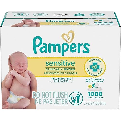 Pampers Baby Wipes Sensitive Perfume Free 12X Pop-Top Packs, 1 Pack (Count of 1008)