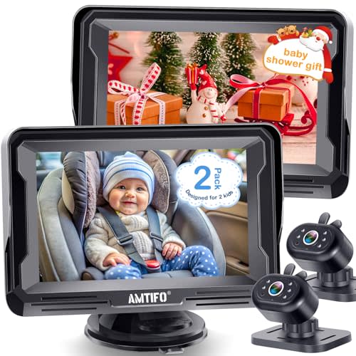 2-Pack Baby Car Camera for Twins - Dual Rear-Facing Baby Car Monitor with Night Vision,Easy Plug & Play for Multiple Vehicles,Infant Car Seat Safety Camera System with Anti-Glare 4.3" Display
