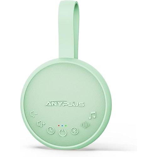 White Noise Sound Machine for Sleeping Adults & Baby, Portable Noise Machine with 24 Soothing Sounds, Bluetooth 5.1, Battery Powered, 3 Timer Settings, Memory Function for Home, Office, Travel (Green)