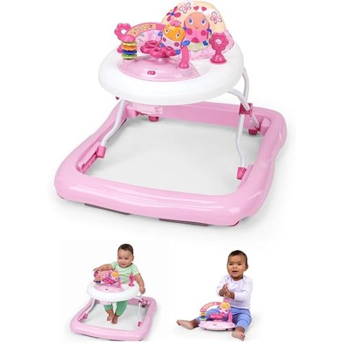 Bright Starts JuneBerry Walk-A-Bout Baby Walker and Entertainer, with Easy Fold Frame for Storage, Ages 6 Months +