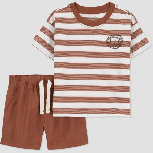 Carter's Just One You® Baby Boys' Lion Striped Top & Bottom Set - Brown, Size: 9M