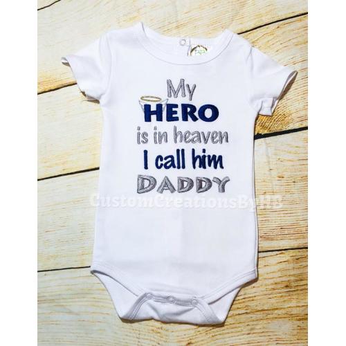 My Hero is in Heaven I Call Him Daddy Shirt or Bodysuit Tribute Shirt Grief Shirt Mourning Shirt Dad in Heaven Angel Dad Dad memorial
, Unisex Bodysuit, 0-3 months US kids' numeric