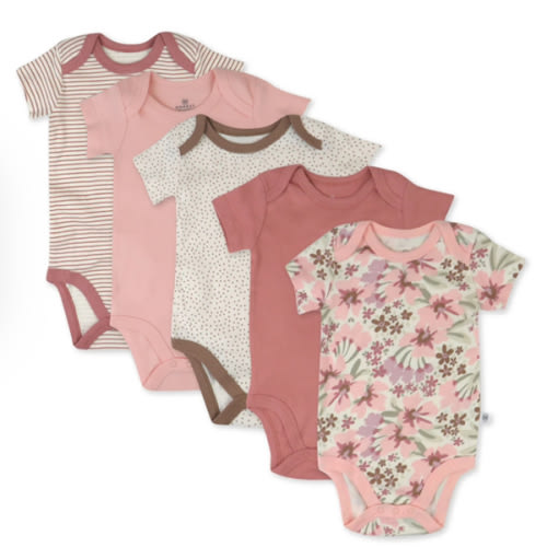 5-Pack Organic Cotton Short Sleeve Bodysuits - 0-3 Months