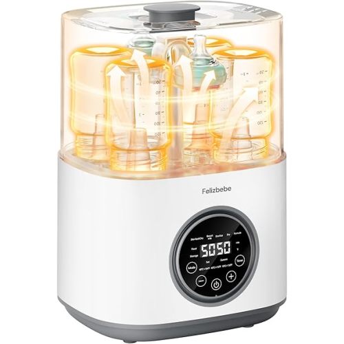 Feilizbebe Electric Steam Baby Bottle Sterilizer and Dryer and Warmer, Bottle Storage Sterile / Bottle Warmer / Heating Food Large Capacity Multifunctional All in One,Touch Screen & Auto-Shut