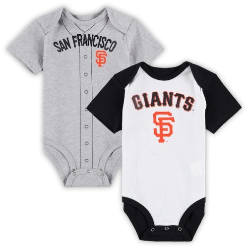 San Francisco Giants Infant Two-Pack Little Slugger Bodysuit Set - White/Heather Gray