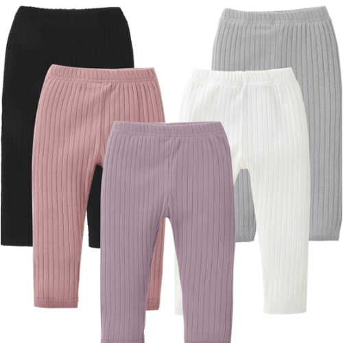 DREAM BUS 5 Pack Toddler Girl Pants Baby Girl Solid Ribbed Pants Toddler Girls Bottoms Leggings Newborn Cotton Jogger