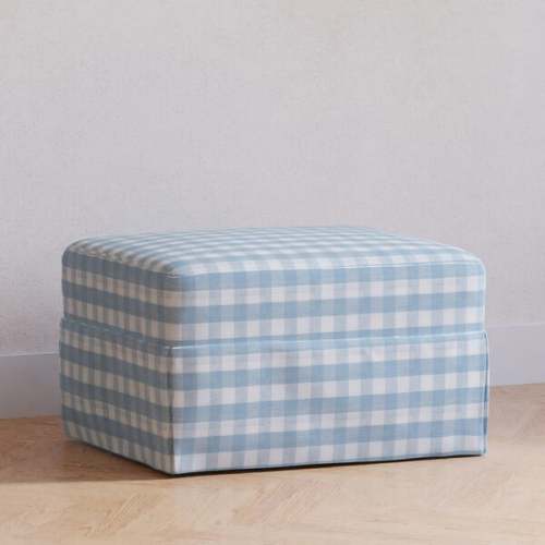 Maisonette x Namesake Crawford Gliding Ottoman, Blue Gingham - Namesake | Maisonette