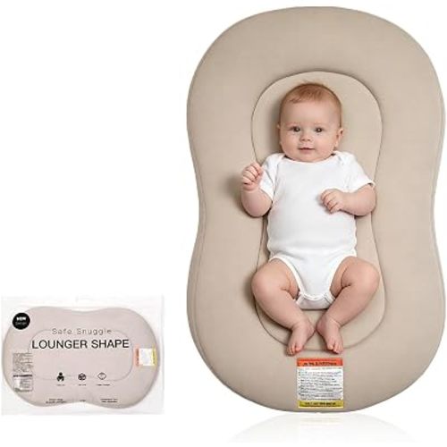 Baby Lounger Curve,Snuggle Lounger me for Newborn 0-12 Months,Cotton Infant Lounger Machine Washable Baby nest Cover,Infant Support Cushion Baby Essentials Gift, Travel Bag - LightGray