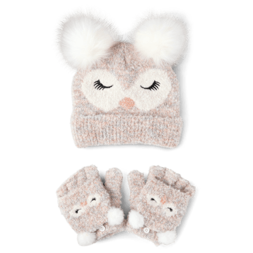 Girls Owl 2-Piece Cold Weather Set - Multi