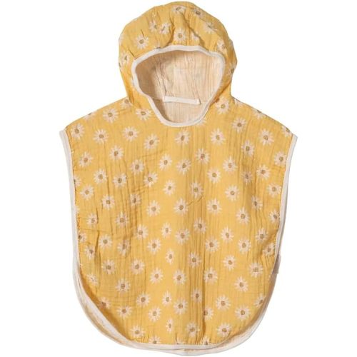 100% Cotton Muslin Baby Bath Poncho - Soft & Absorbent Hooded Towel for Infants & Toddlers, Lightweight and Breathable,Baby Shower (Daisy)