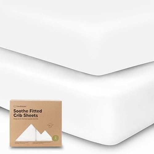 2-Pack Organic Crib Sheets for Boys, Girls - Jersey Fitted Crib Sheet, Baby Crib Sheets Neutral, Crib Mattress Sheet, Cotton Crib Sheets, Breathable Crib Sheet, Baby Mattress Sheets (Soft White)