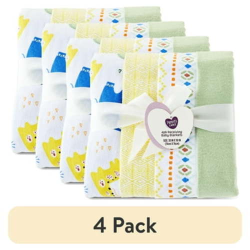 (4 pack) Parent's Choice Cotton Flannel Receiving Blankets for Baby Boys and Girls, Jungle, 4-Pack