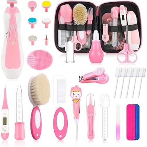 Baby Healthcare and Grooming Kit for Newborn Kids, 32PCS Upgraded Safety Baby Care Kit, Newborn Nursery Health Care Set, Baby Care Products (Pink (32PCS))