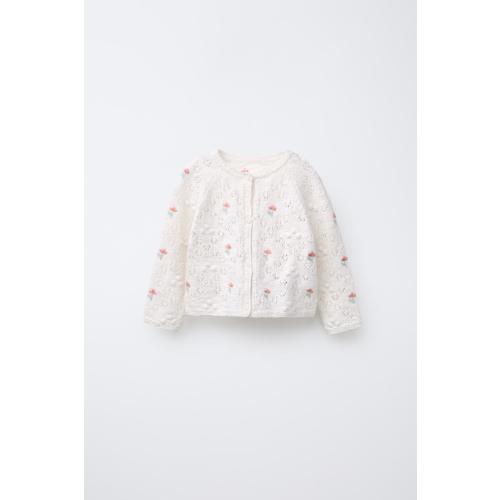 FLORAL KNIT JACKET - Ecru | ZARA United States