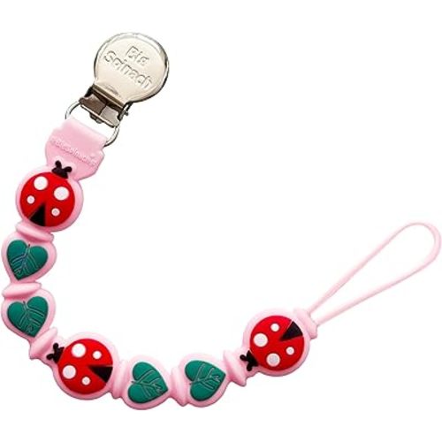 Silicone Pacifier Clips for Boys & Girls – Personalized Pacifier Holder;Neutral & Cute Pacifier Clips for Babies;Teething, Soothies – BPA-Free, Durable & Soft (Pink)