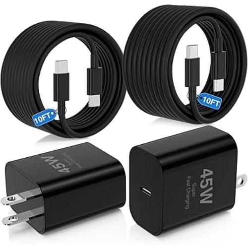 45W Charger for iPhone 16 15 Pro Max Fast Charging 10 FT, Long iPhone 16 15 Plus Charger Cord with USBC Charger Block for MacBook Air 13/11 inch M1/M2,2022 2020 2019 2018 Laptop,iPad Pro/Air-Black