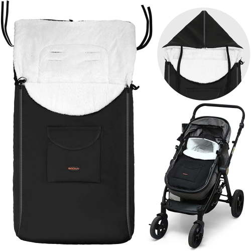 Naler Removable Stroller Sleeping Bag, Cold Weather, Soft Fleece Lined, 18" x 35.4", Toddler Stroller Footmuff, Black