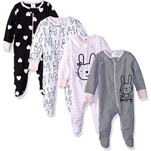 Gerber Baby-Girls 4 Pack Sleep 'N Play Footie