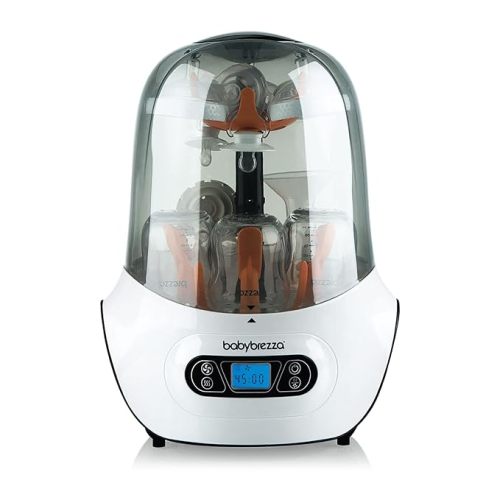 Baby Brezza Baby Bottle Sterilizer and Dryer Machine – Electric Steam Sterilization - Universal Fit - Pacifiers, Glass, Plastic, and Newborn Feeding Bottles - White