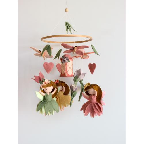 Fairy baby mobile, fairy garden mobile, butterfly mobile, fairytale mobile girl