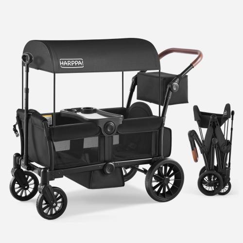 HARPPA Rori | All-Terrain Wagon Stroller for 2 with Canopy – Foldable 2-Seat Wagon for Beach, Park & Camping Adventures