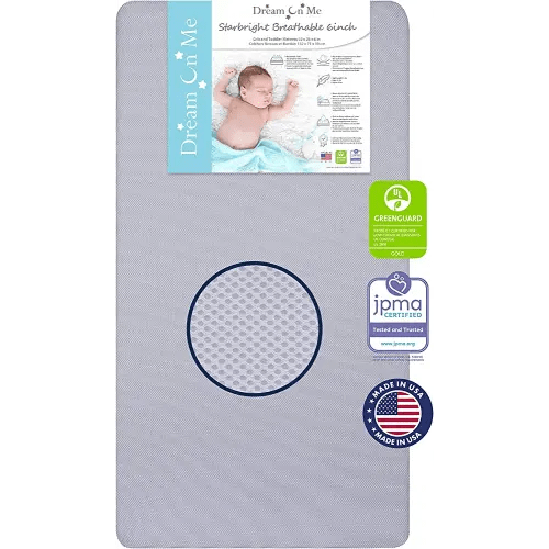 Starbright Breathable Fiber Crib and Toddler Mattress, Greenguard Gold Certified, Periwinkle