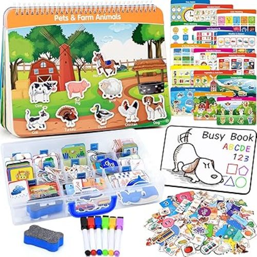 RichBoy Busy Book for Toddlers 3-5, All-in-one Preschool Busy Book Set, Montessori Gifts and Sensory Toys