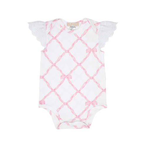 Wendy Onesie - Belle Meade Bow with Worth Avenue White Eyelet