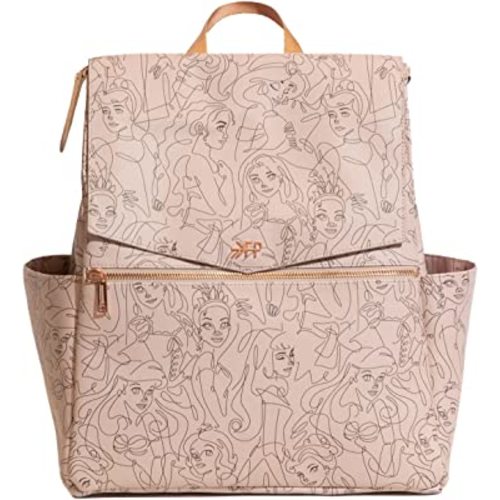 Freshly Picked Classic II Diaper Bag Backpack, Wipeable Vegan Leather Diaper Bag With Changing Pad (Princess Party V2)