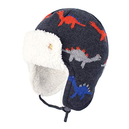 Zando Baby Boy Sherpa Lined Warm Fleece Pilot Hat Infant Toddler Winter Hat Mitten Set