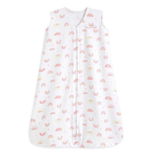 HALO SleepSack, 100% Cotton Wearable Blanket, Swaddle Transition Sleeping Bag, TOG 0.5, Sunshine Rainbows, Small, 0-6 Months