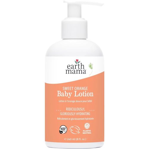 Earth Mama Sweet Orange Baby Lotion | Moisturizing Body Lotion for Dry Skin, Newborn Baby Lotion Sensitive Skin Care, Face Lotion for Babies & Kids with Shea Butter, Calendula & Aloe, 8 Fl Oz
