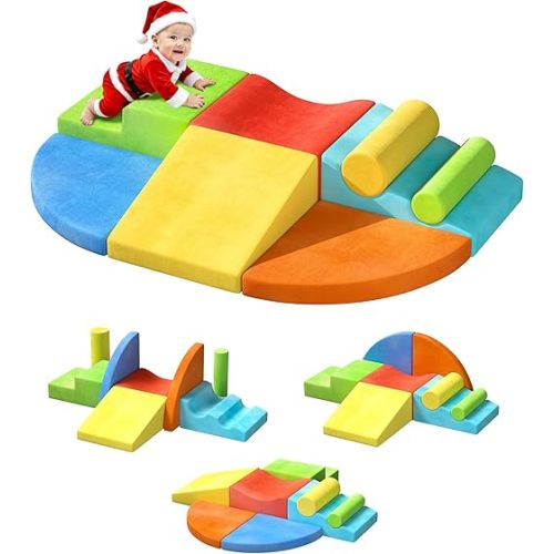 Extra Large 8-Piece Soft Climbing Toys for Toddlers, Foam Climbing Block Set with Jumbo Size, Boosts Motor Skills & Color Coordination, Safe Indoor Toy for Child Development