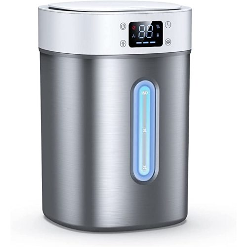 4L Ultrasonic Cool Mist Humidifier with 304 Stainless Steel Tank, Auto Humidity Control, Night Light, and Timer - For Large Rooms and Baby
