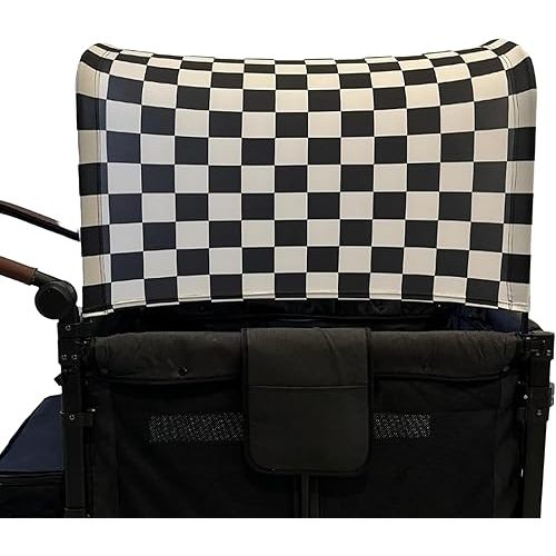 Wagon Stroller Canopy Accessories, Adjustable Stroller Cover with Sun Shield, Black-&-White Checker, 2 Seater, 51”x 38”x 0.5